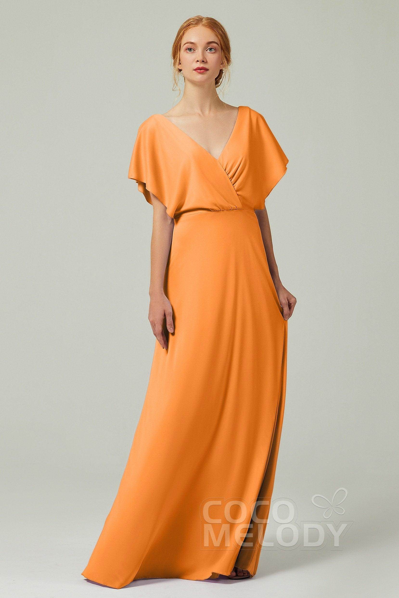 A-Line Floor Length Chiffon Bridesmaid Dress CB0351 - COCOMELODY
